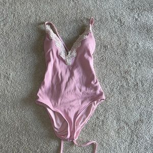 Aerie One-Piece Lace Tie Up Swimsuit